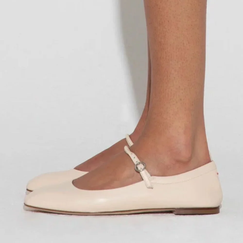 Aeyde 'Uma' Off-White Cream Leather Ballet Flats - Picture 2 of 10